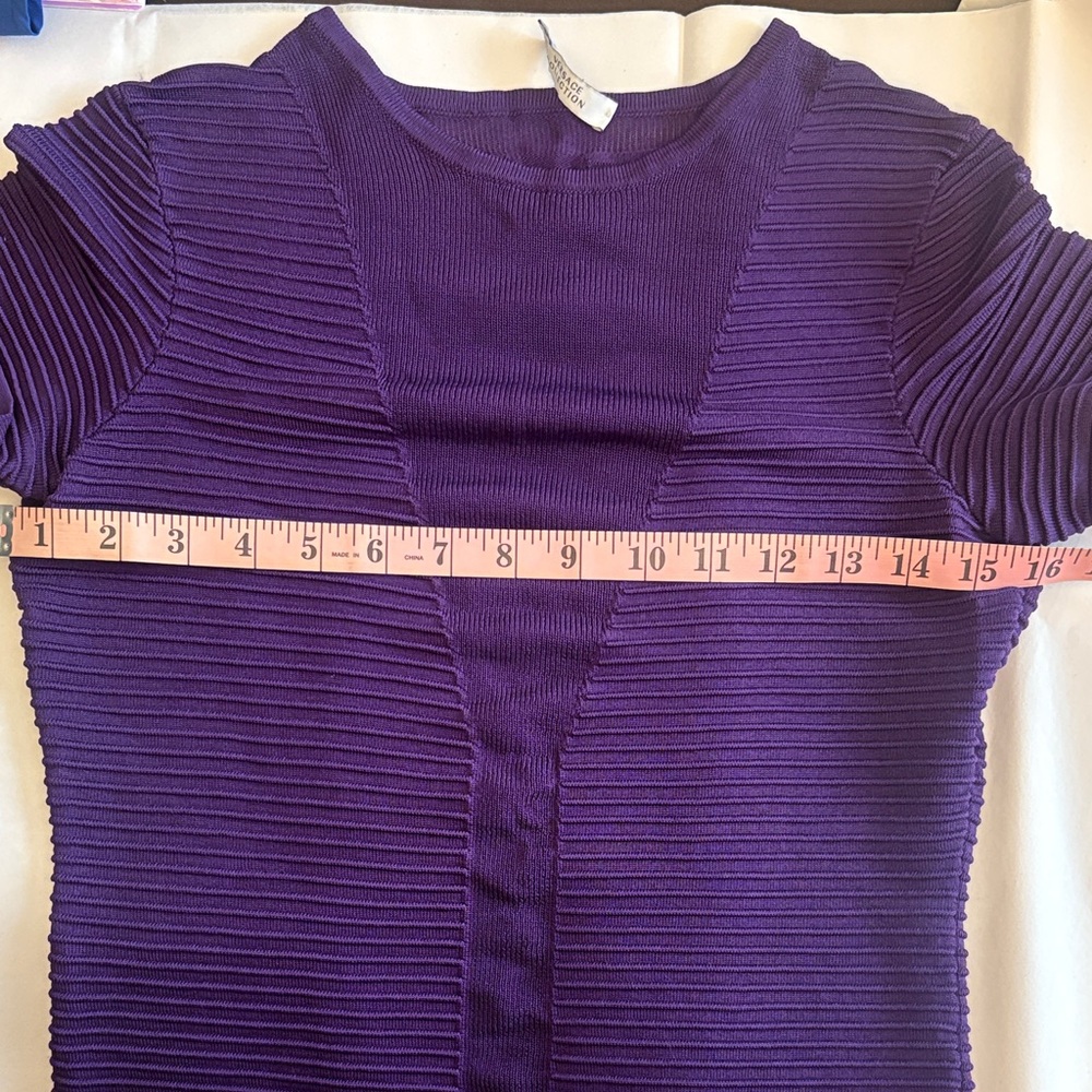 Versace Collection Purple Ribbed Short Sleeve Top | Size 40 - Picture 11 of 14
